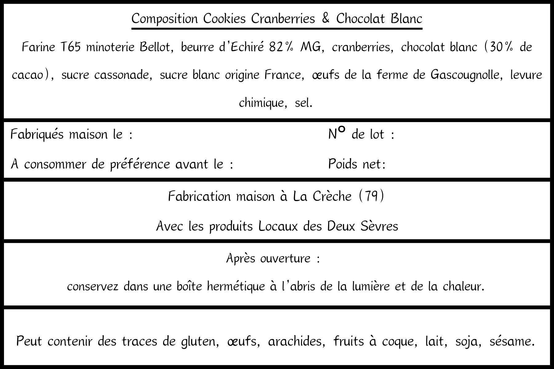 COOKIES CRANBERRIES & CHOCOLAT BLANC