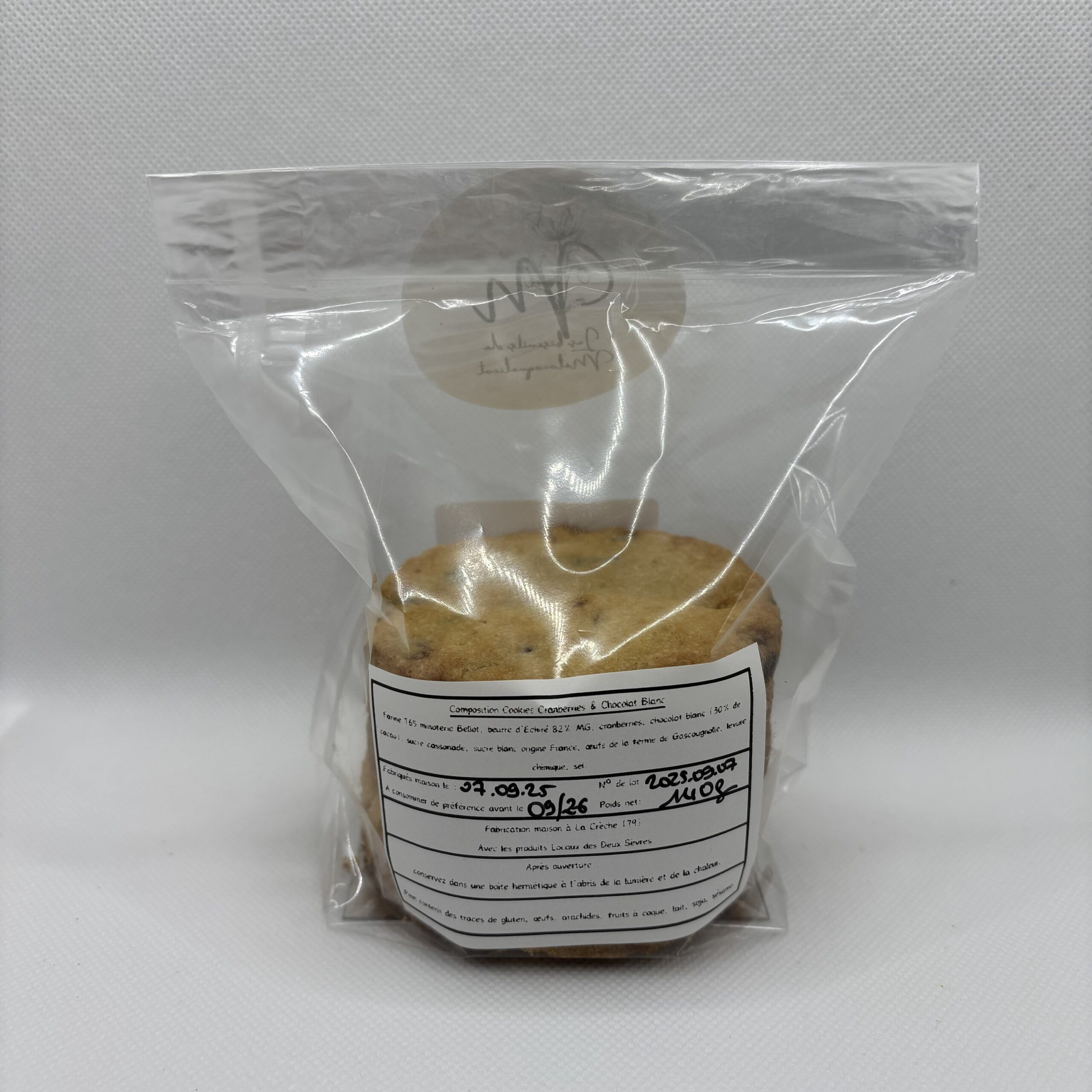 5 Cookies des Deux-Sèvres aux Cranberries et Chocolat Blanc – Image 2